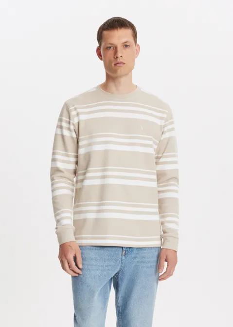 T-shirt met strepen zand (ZAND)
