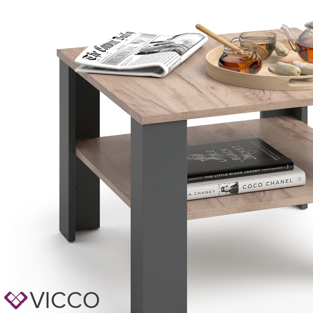 VICCO Couchtisch HOMER Anthrazit Sand 60x60 cm - Wohnzimmer Sofatisch Kaffeetisch