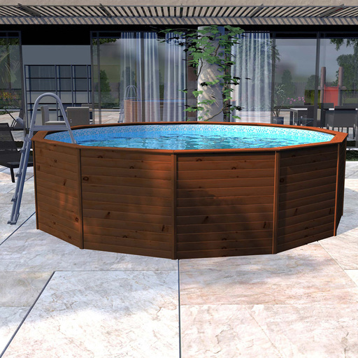 Piscina de madeira com painéis K2o 315x105 cm com bomba de filtro de cartucho de 1.249 L/h e escada.