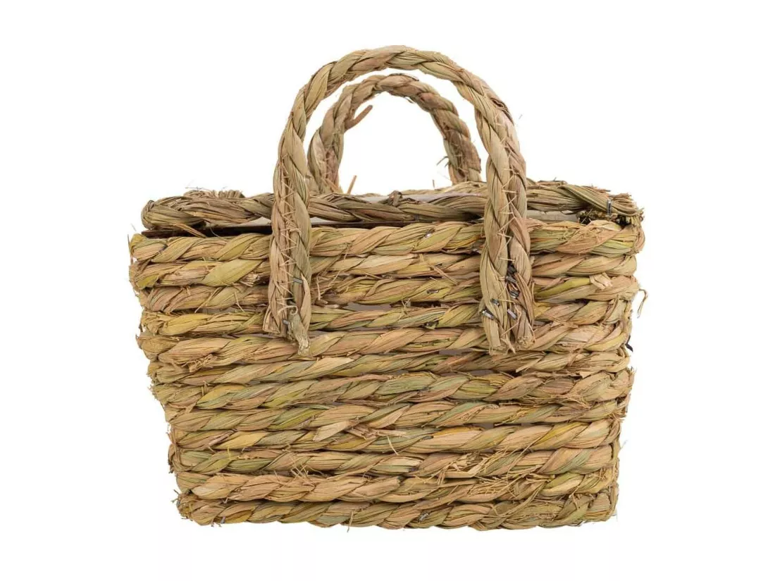 Panier en corde tressée marron 19x19x13h
