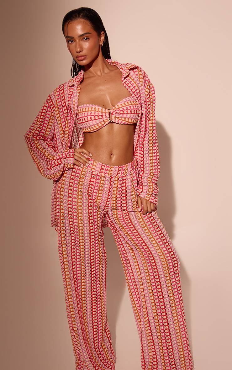Multicolore Pantalon De Plage Vaporeux Au Crochet