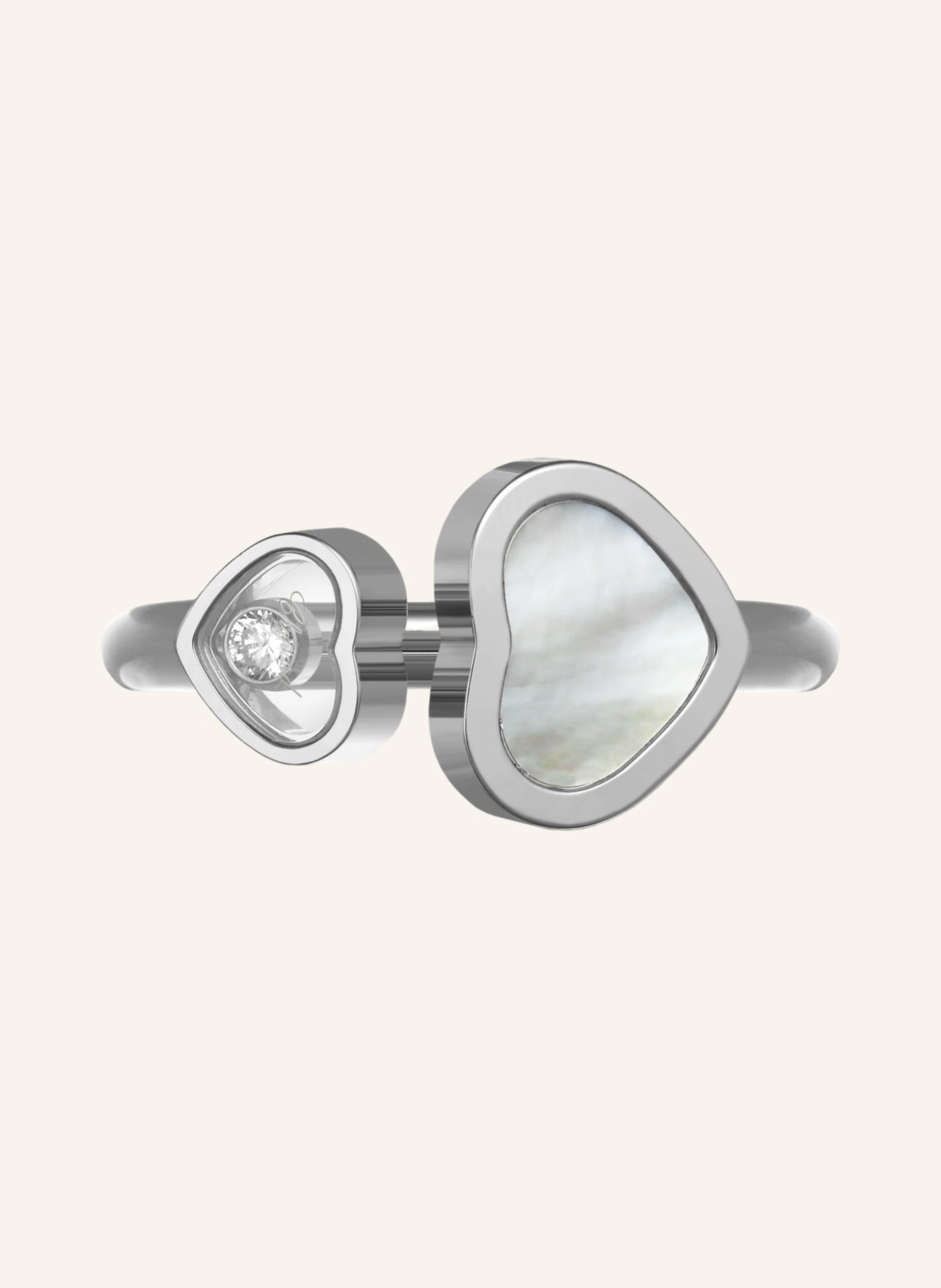 Chopard Ring HAPPY HEARTS Ring aus 18 Karat Weißgold, Diamanten und Perlmutt