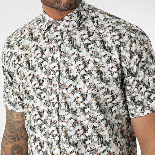 Chemise Manches Courtes Vert Blanc