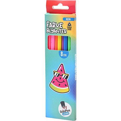 Danpen junior farveblyanter neon 8-pak