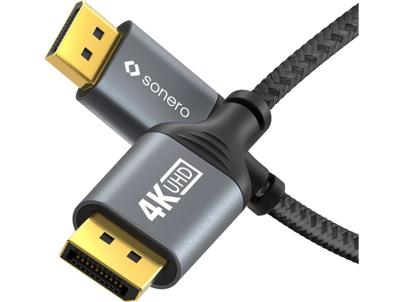 sonero Kabel DisplayPort - DisplayPort, 1 m DisplayPort auf DisplayPort Kabel - 4K60 - grau/schwarz - 1.00m