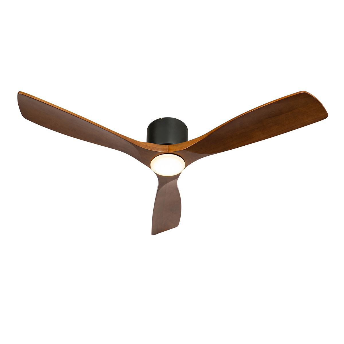 Plafondventilator zwart met hout 131.5cm incl. LED dimbaar met afstandsbediening - Jerri
