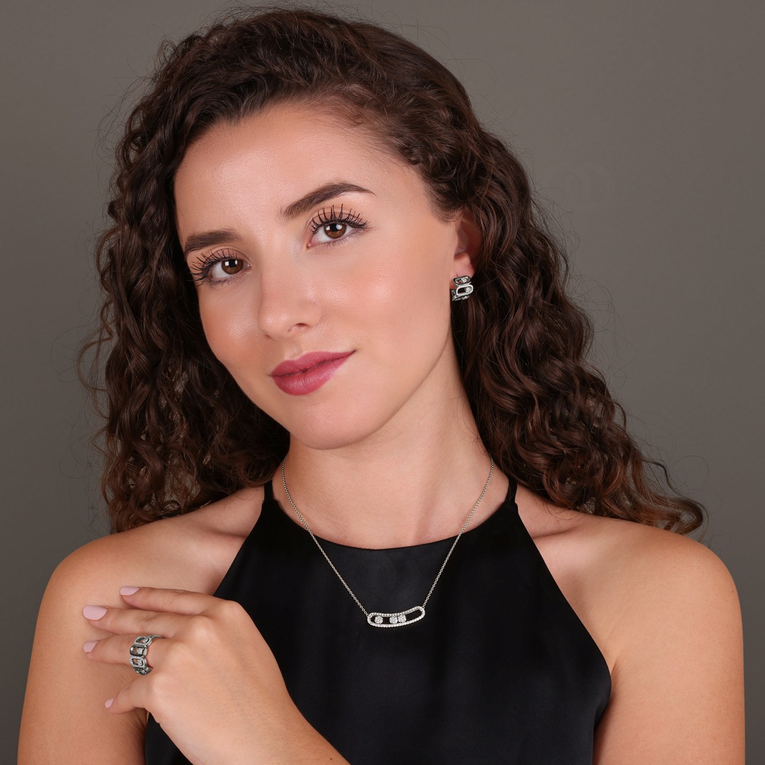Collier 750/18 K Weissgold mit Diamanten 0.61 ct H/Si