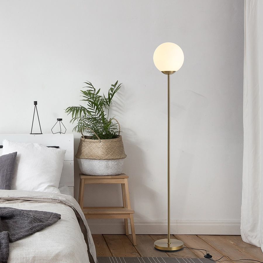 HOMCOM Stehlampe fürs Wohnzimmer gold, weiß
