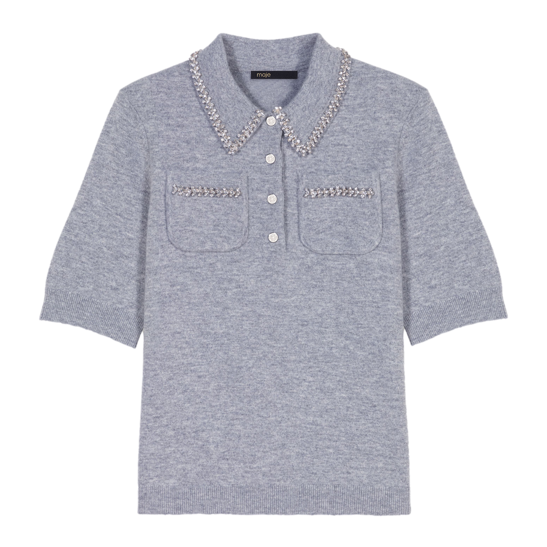 Polo en laine mélangée | Gris
