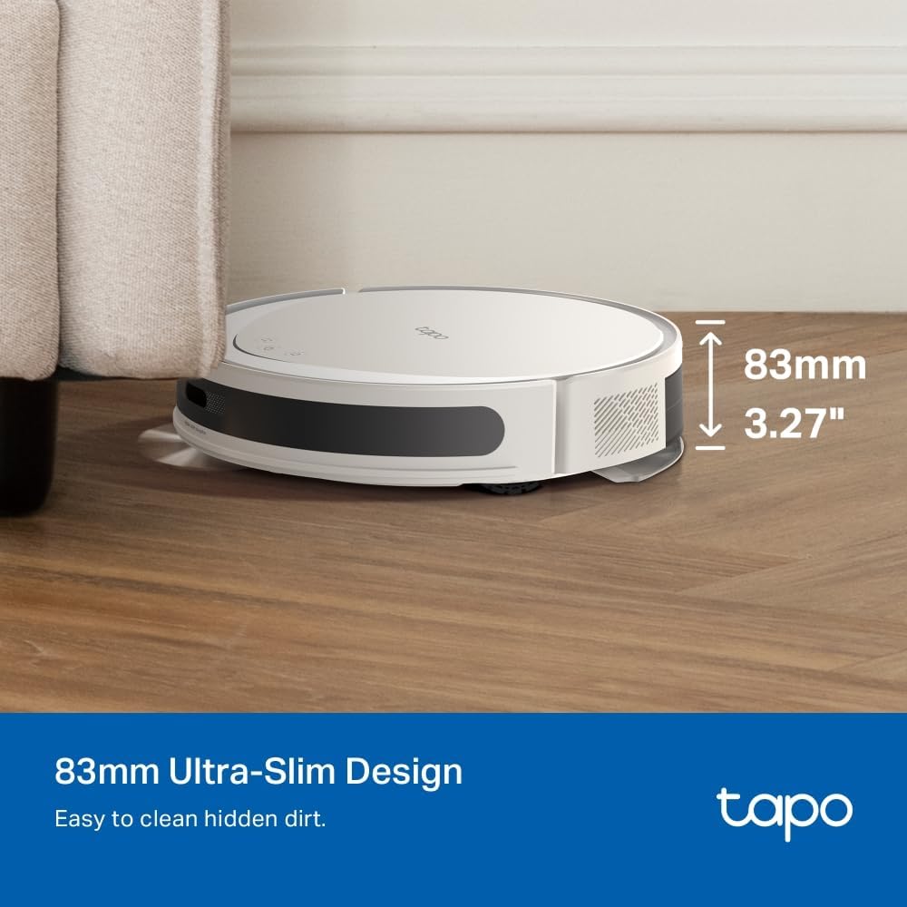 Tapo RV20 Max Plus Saugroboter mit Wischfunktion und automatischer Absaugstation, 5300Pa Ultra-Starke Saugkraft, 83 mm Ultra-schlank, kompatibel mit Alexa & Google Assistant Sprachsteuerung, Weiß
