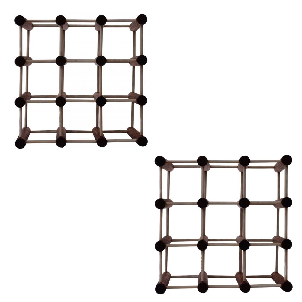 PROREGAL Modulair Wijnrek Vinotega Mod HxBxD 36 x 36 x 24 cm 2 x 9 Flessen Massief grenenhout Bruin Geolied