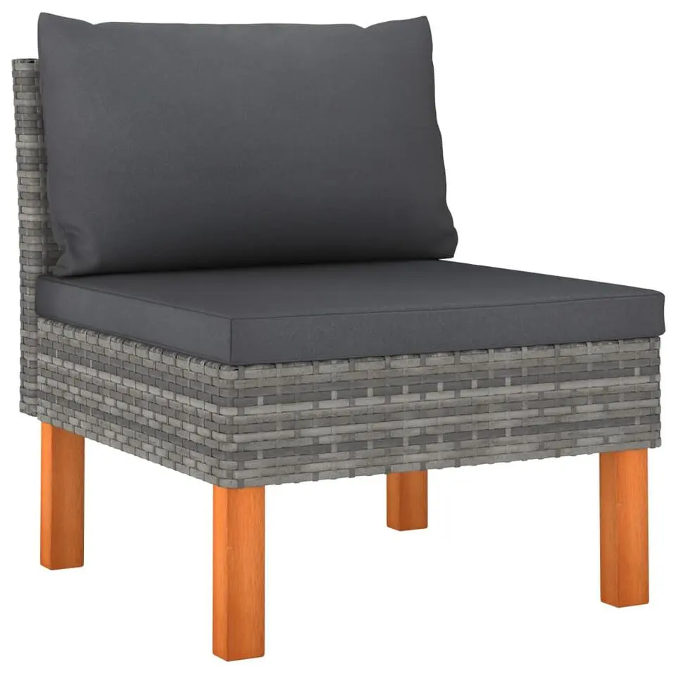 vidaXL - Loungeset - Grijs - Poly rattan - 4 stuks - Met kussens
