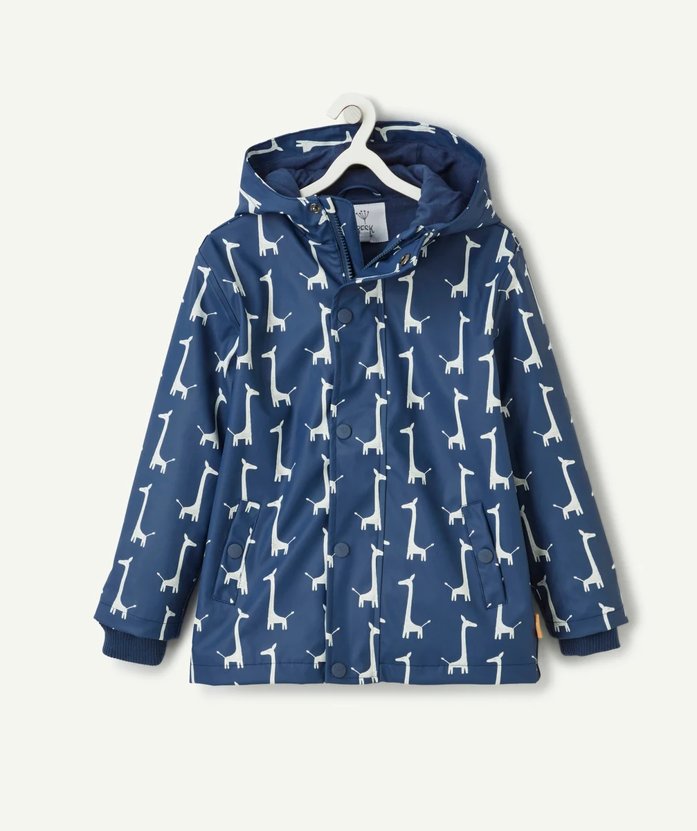 FRESKIMPERMÉABLE BLEU AVEC IMPRIMÉ GIRAFE
