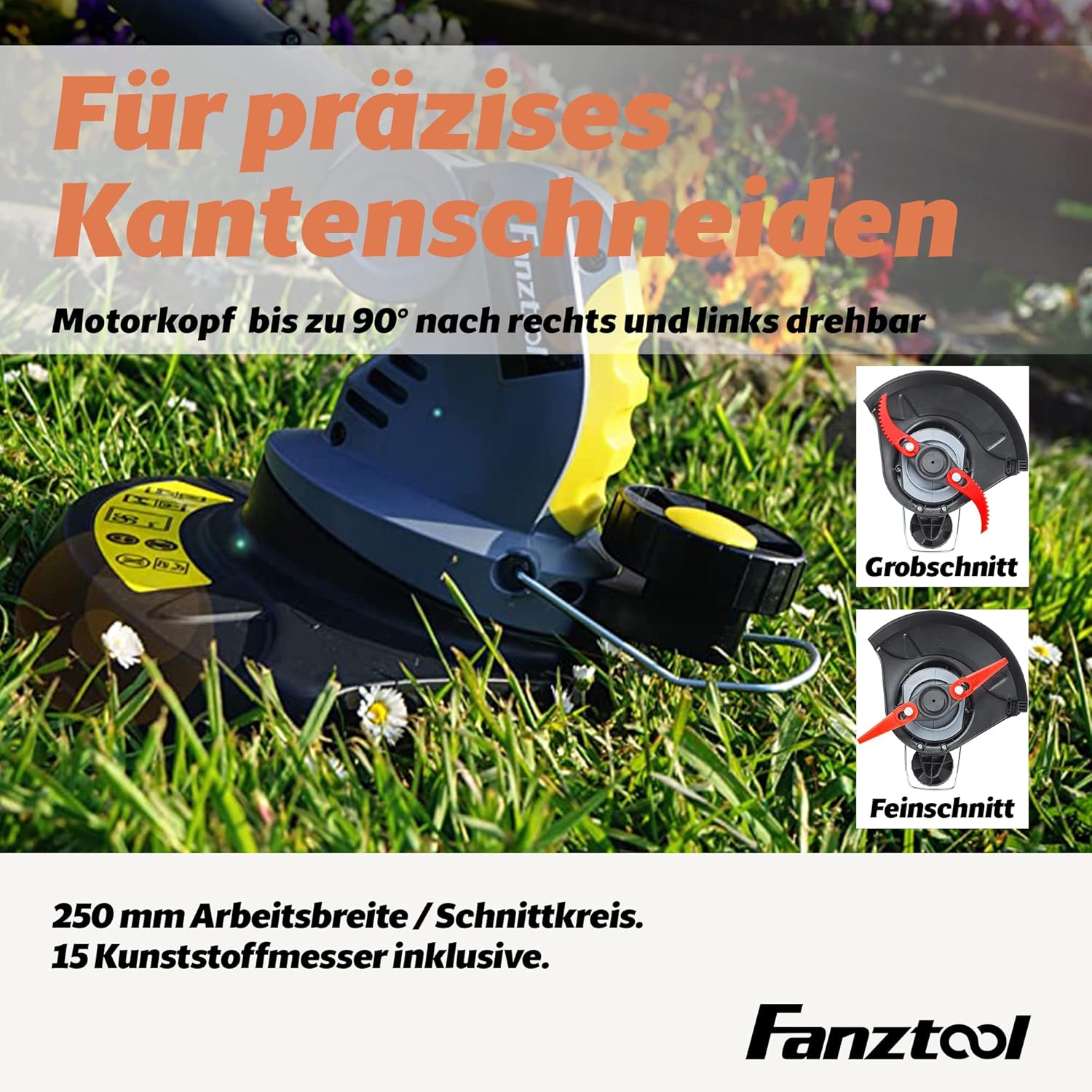 FANZTOOL 2-in-1 Gartenfräse Akku 20V, Bodenhacke & Rasentrimmer Set, Inkl. 2.5Ah Akku & Ladegerät, Zum Lockern & Trimmen