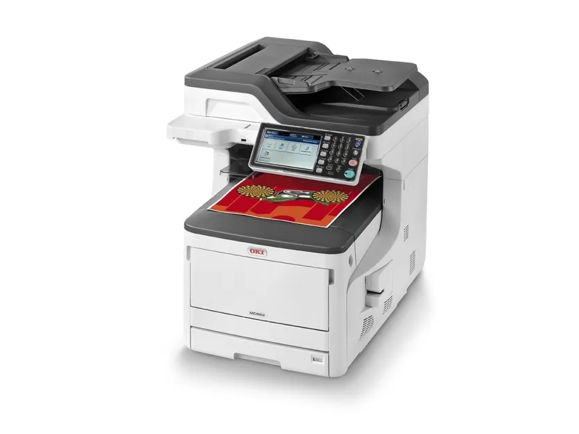 OKI MC853DN - Multifunktionsprinter - farve - LED - 297 x 431.8 mm (original) - A3 (medie) - op til 23 spm (kopiering) - op til 23 spm (udskriver) - 400 ark - 33.6 Kbps - USB 2.0, Gigabit LAN, USB vært