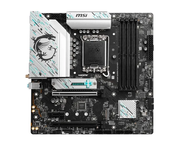 MSI B760M GAMING PLUS WIFI - Bundkort - micro ATX - LGA1700 sokkel - B760 Chipset - USB 3.2 Gen 1, USB 3.2 Gen 2, USB-C 3.2 Gen 1 - 2.5 Gigabit LAN, Wi-Fi 6E, Bluetooth - onboard grafik (CPU påkrævet) - HD Audio (8-kanaler)