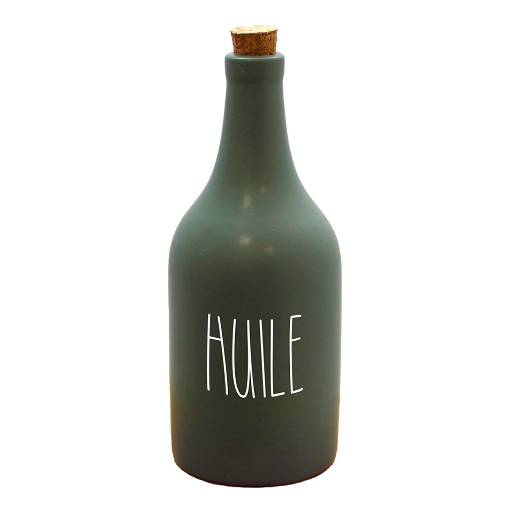 Huilier céramique et bouchon liège vert D 7.5x19cm