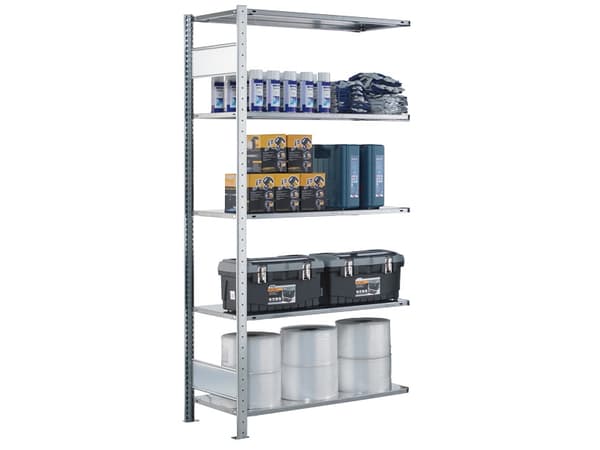 Følgesektion Boltless lagerreol, bjælker 2000x1000x600 150 kg/hylde