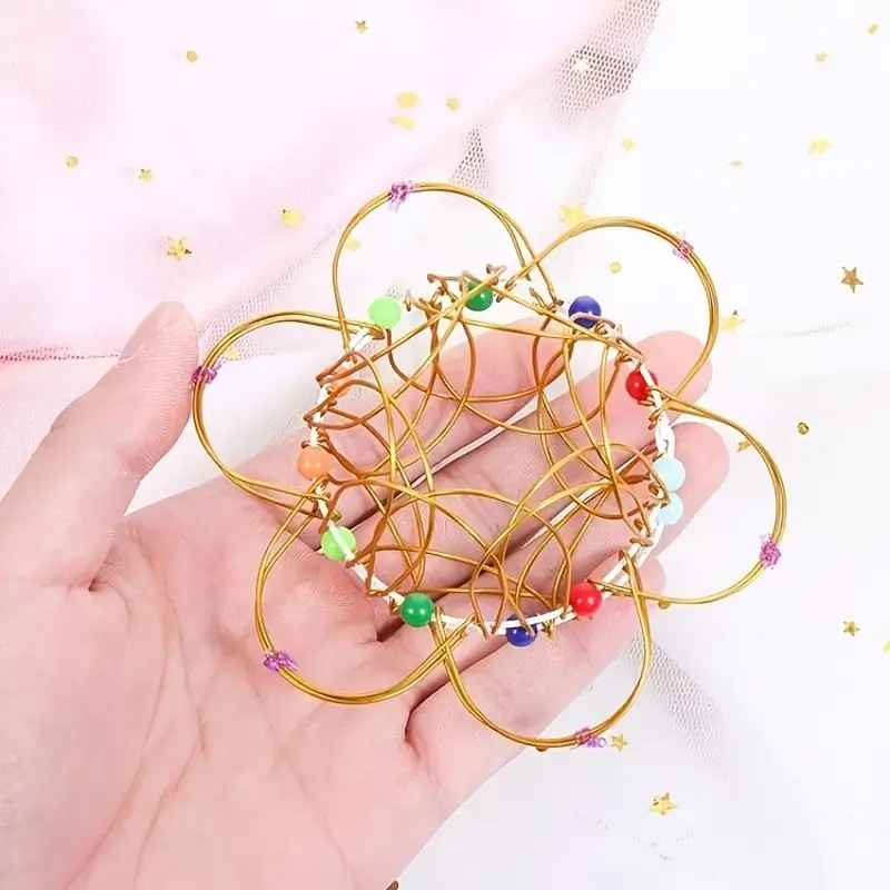(Ø10cm) Metall Anti Stress Magic Flower Ball Kinder Mandala Dekompressions Spielzeug Erweiterbares Fidget Spiel - Bunt