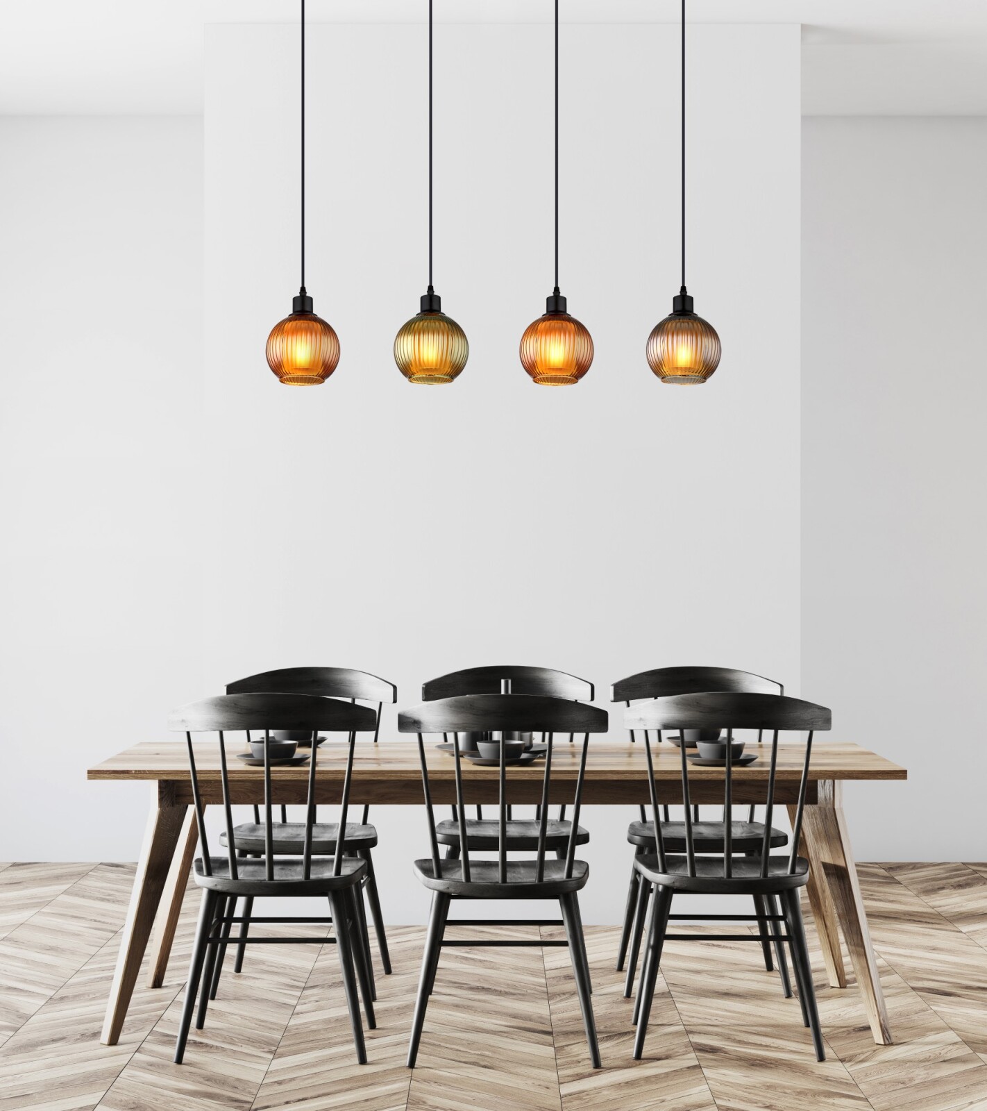 LED-Hängeleuchte - multicolor - schwarz matt - 4-flammig
