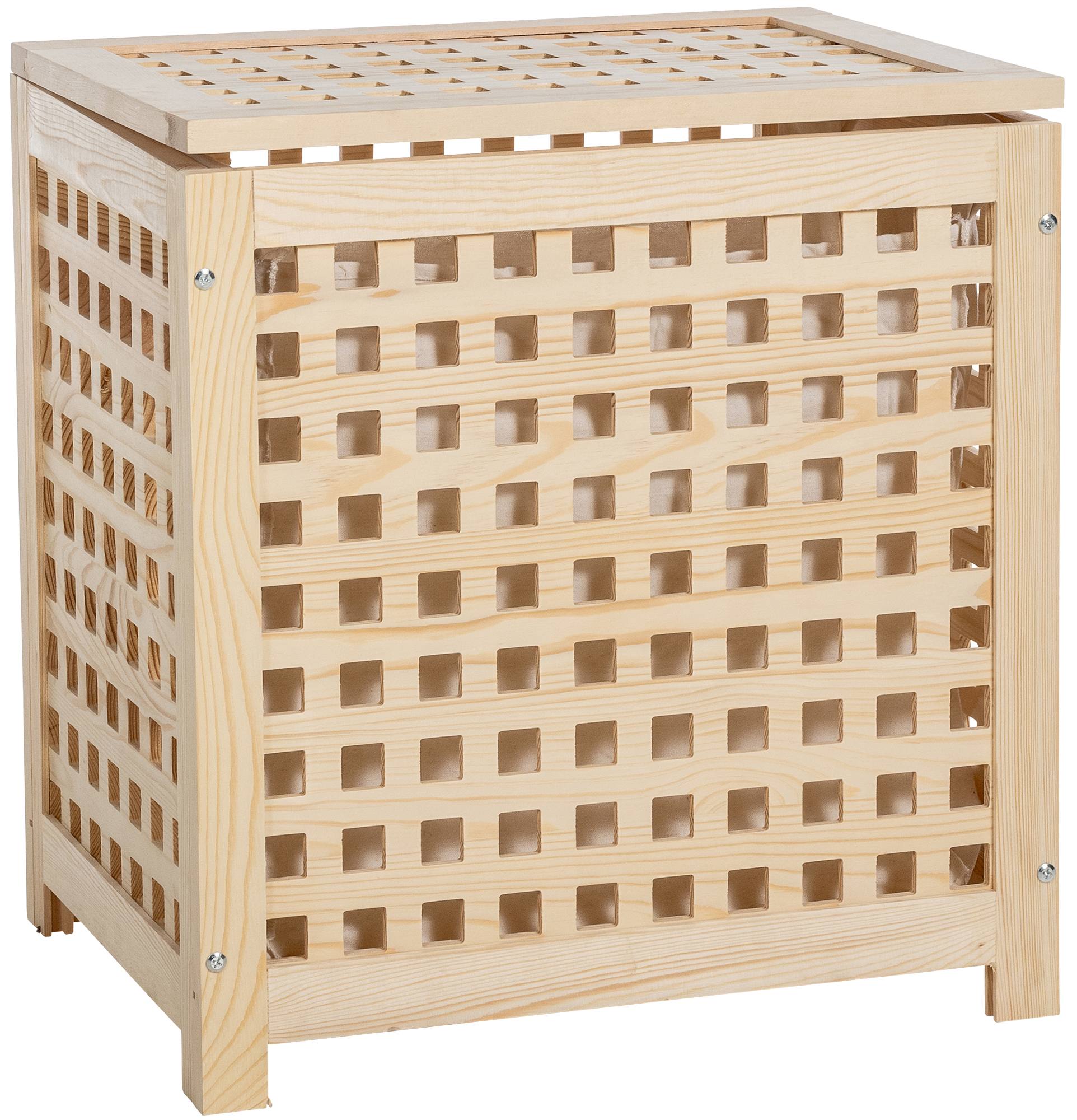 CLP Wäschebox I Wäschetruhe Und Aufbewahrungsbox Aus Holz I Moderner Wäschesammler Mit Deckel I Wäschebehälter Mit Gitter Zur Belüftung