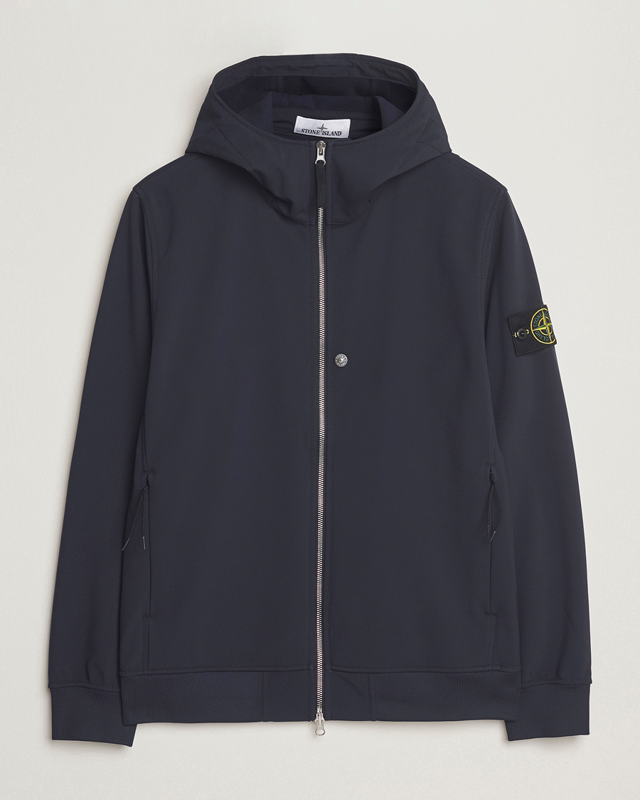 Stone Island Soft Shell Re-Dyed Lined Hood Jacket Navy