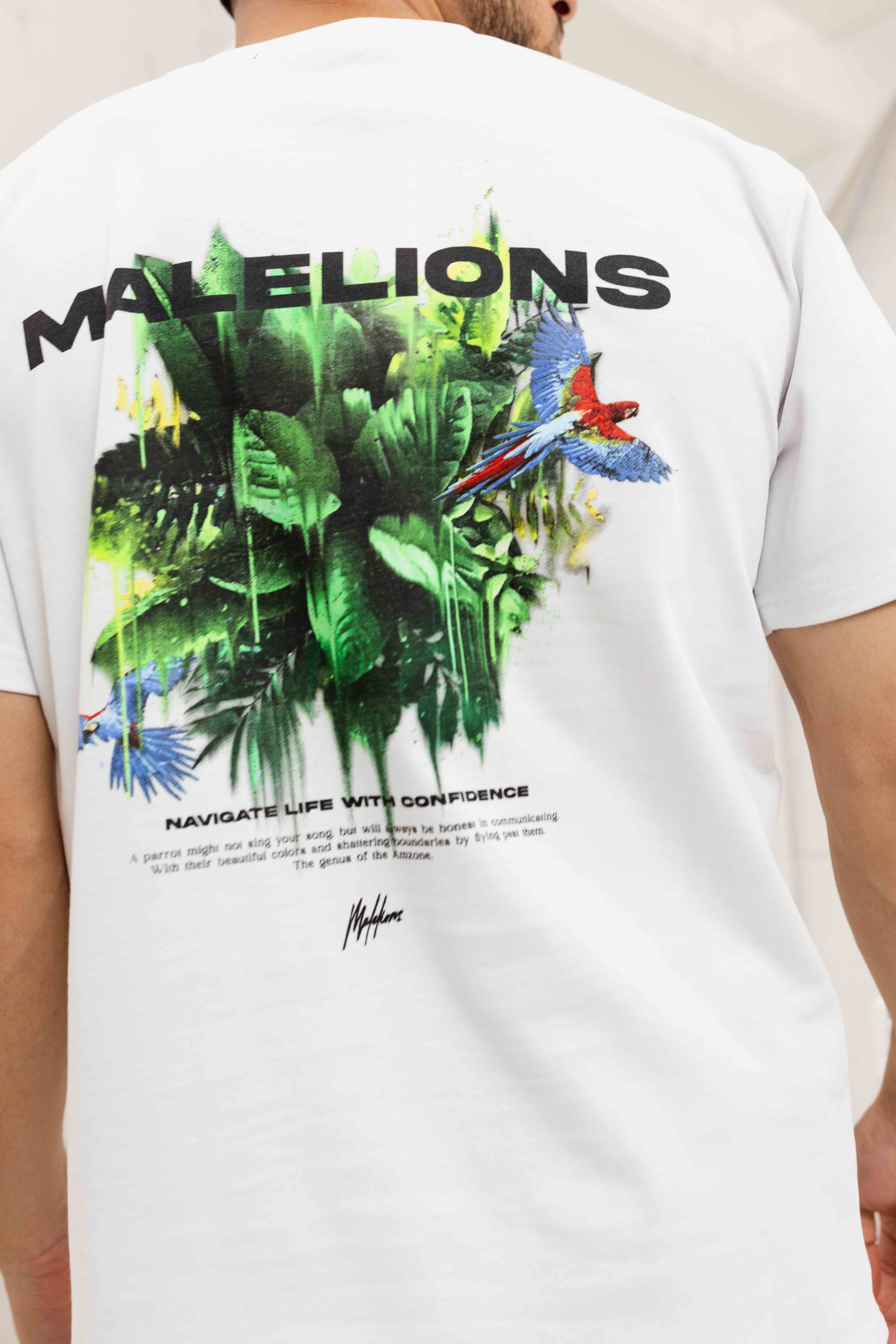 Malelions Parrot T-Shirt Heren Wit