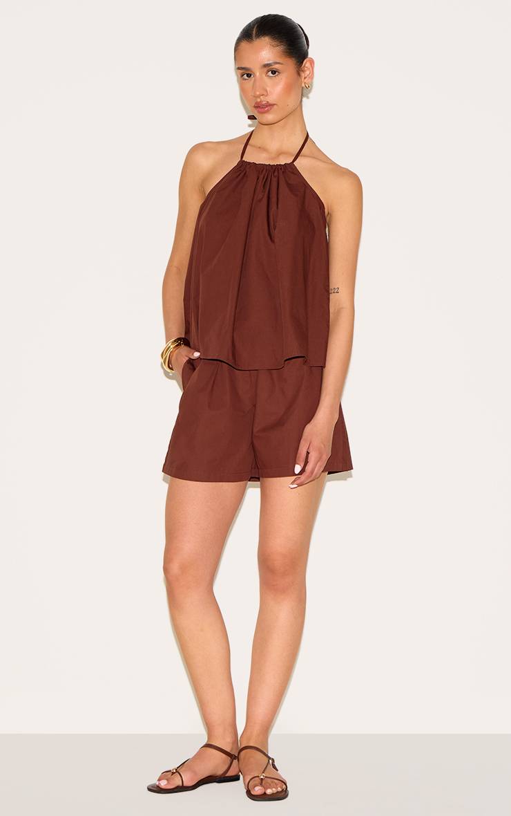 Chocolat Ensemble Short Ample En Popeline Pour Grande Taille