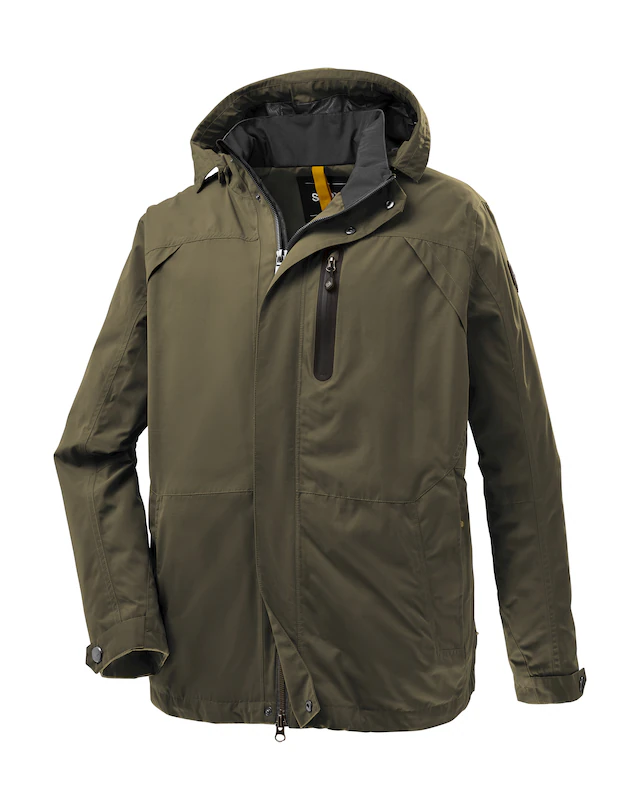 STOY Outdoorjacke »STS 12 MN JCKT« Stylische, wasserdichte Jacke mit abnehmbarer Kapuze und Kunstfell
