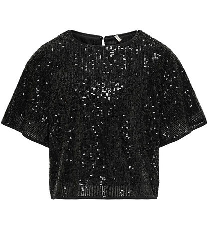 Kids Only T-Shirt - KogFransa - Schwarz m. Pailletten