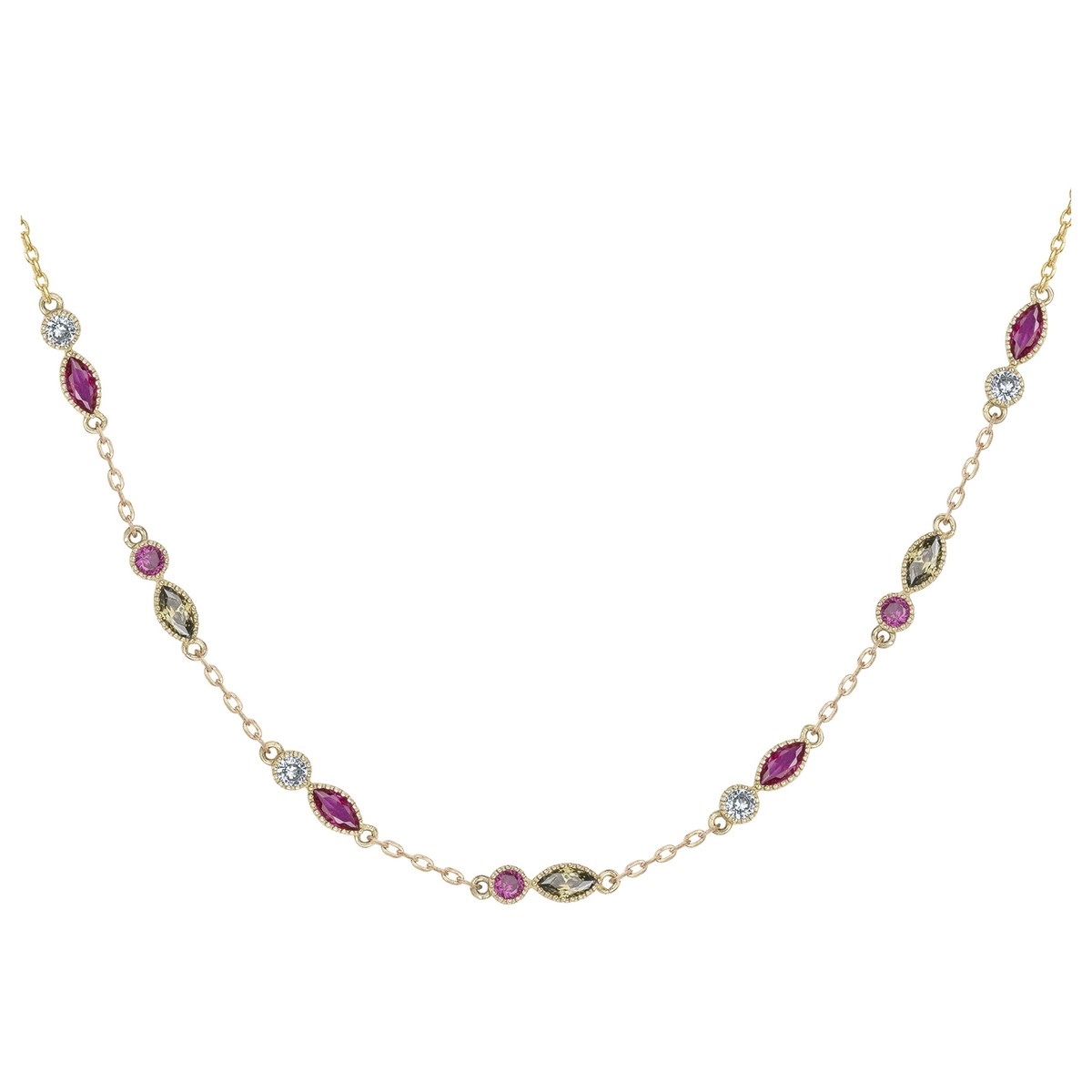 Collier en Plaqué Or avec oxyde de zirconium multicolore
