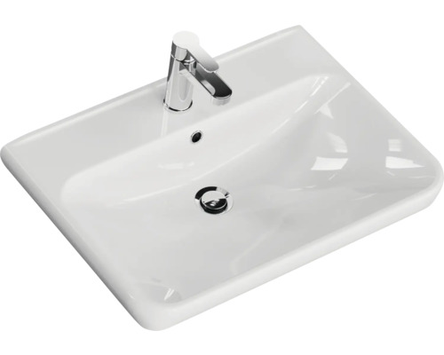 Pelipal Sunline 105 badkamermeubelset (B x H x D 69 x 200 x 48,5 cm), hoogglans witte fronten, met keramische wastafel, badmeubel en spiegelkast met LED-verlichting