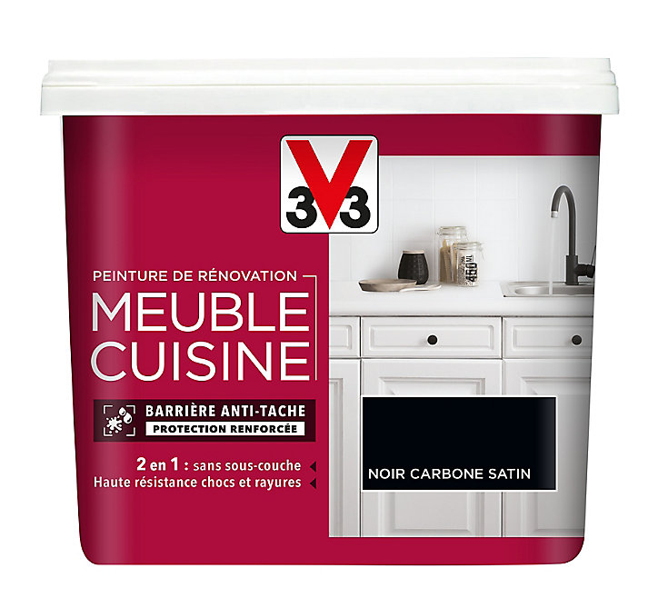 Peinture de rénovation meuble cuisine V33 noir carbone satin 750ml