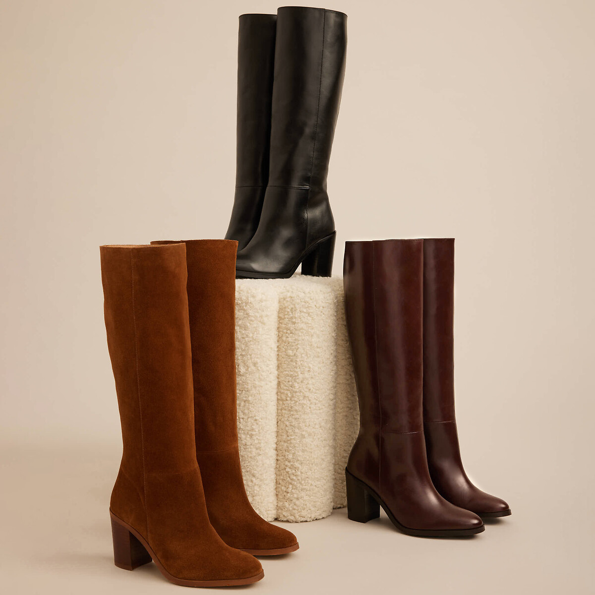 COLEÇÕES LA REDOUTE<br>Botas de salto alto, couro camurça, estampa exclusiva FLORIE