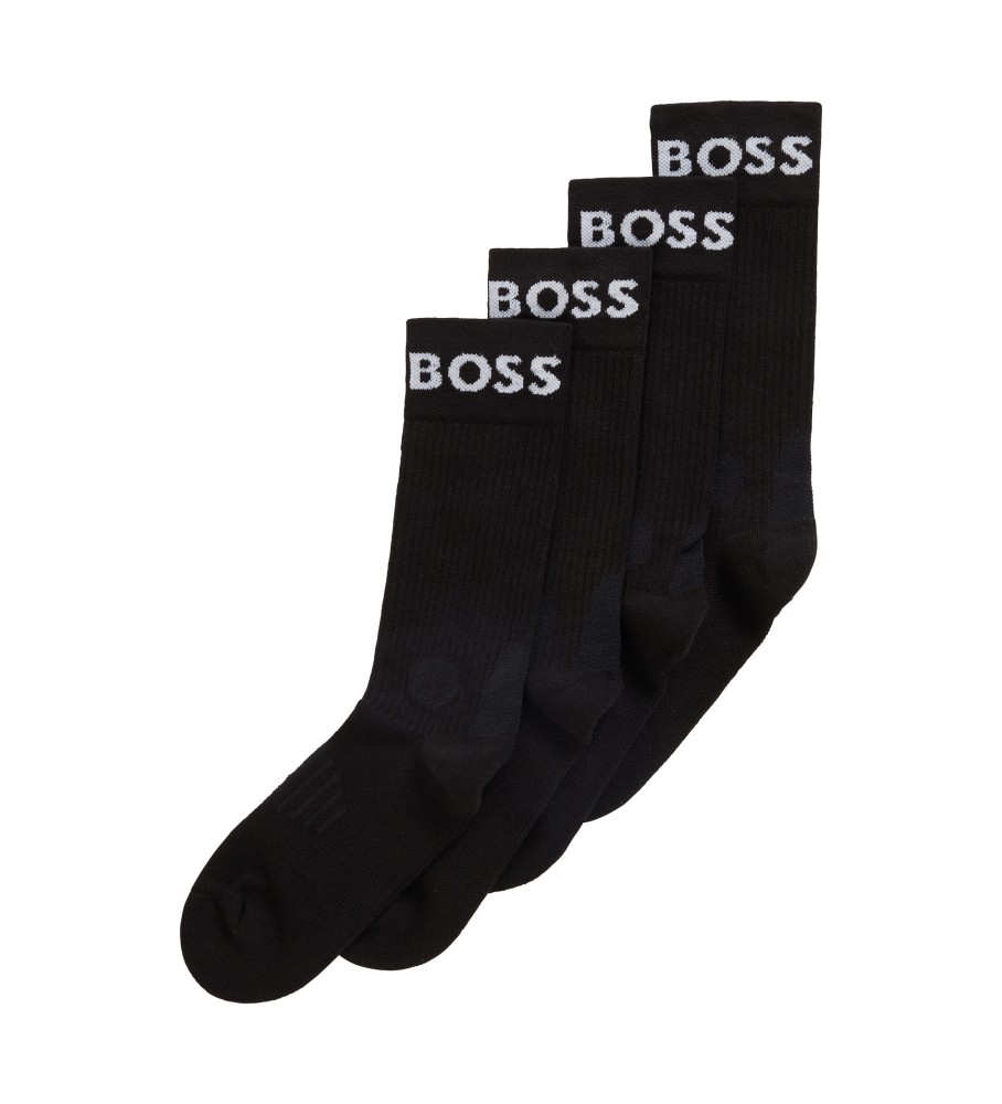 Pacote com 2 pares de meias curtas pretas elásticas da BOSS