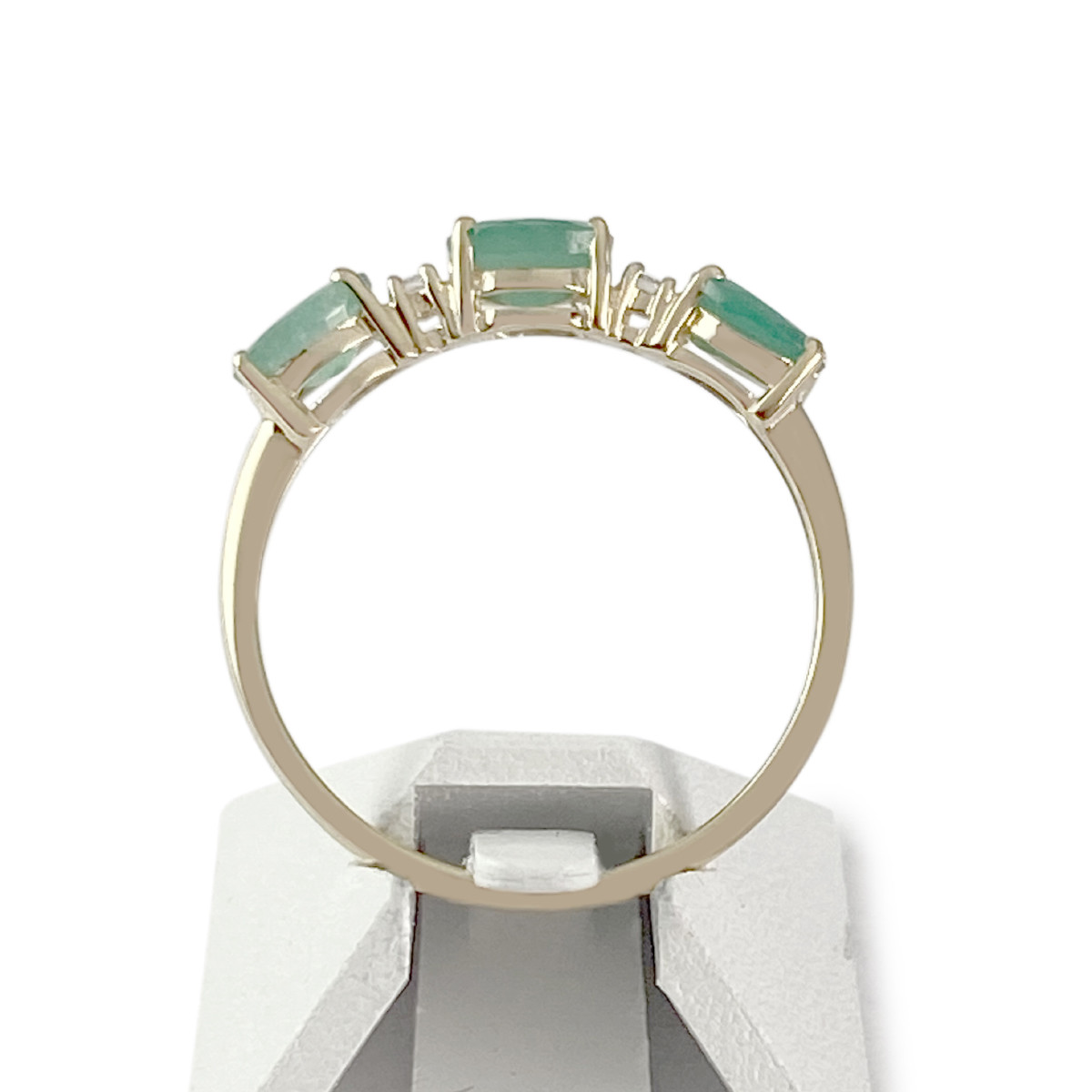 Bague d'occasion or 375 jaune émeraudes ovales et diamants