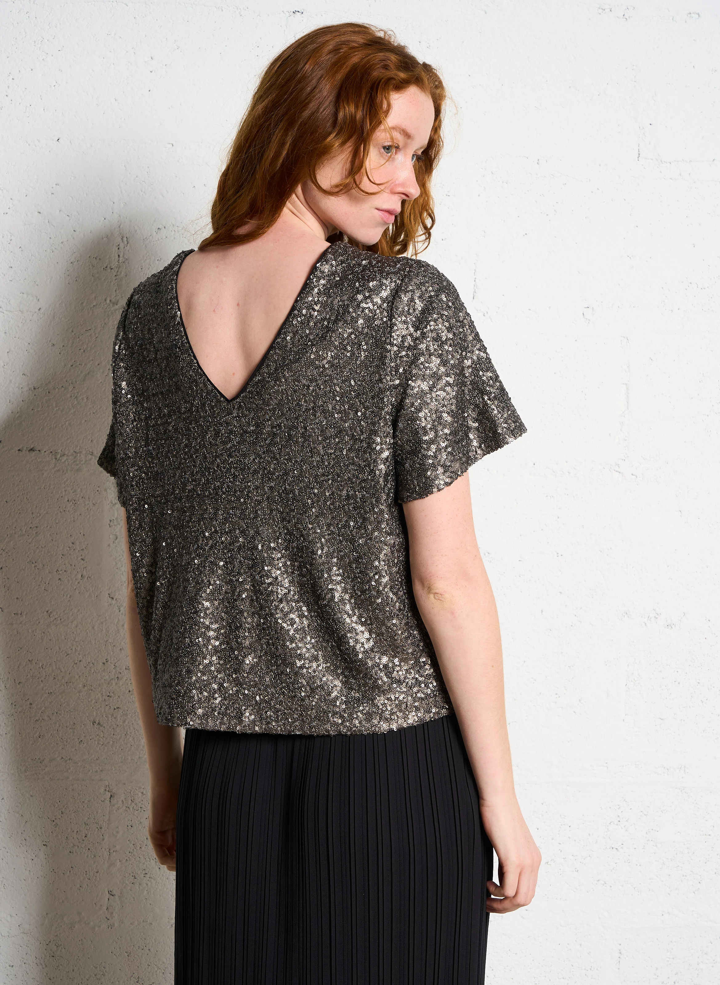 Top ample col V | Gris