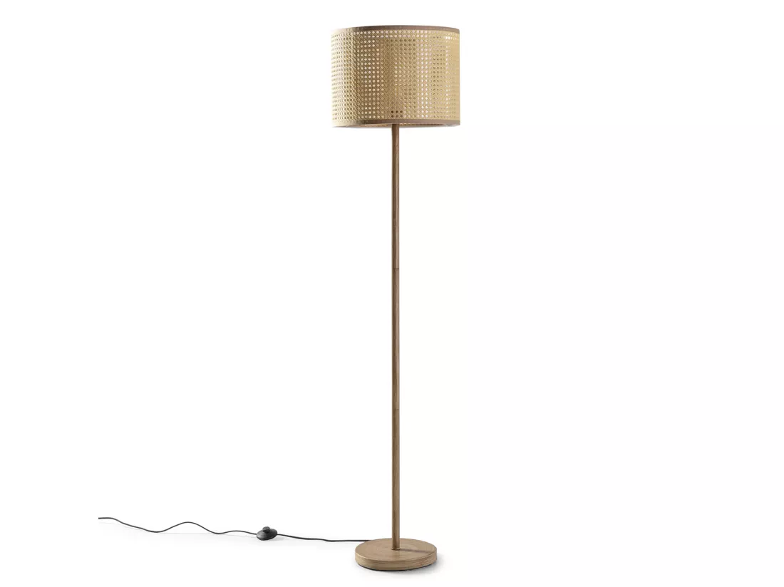Lampadaire Keiko métal imitation bois, hauteur 161 cm
