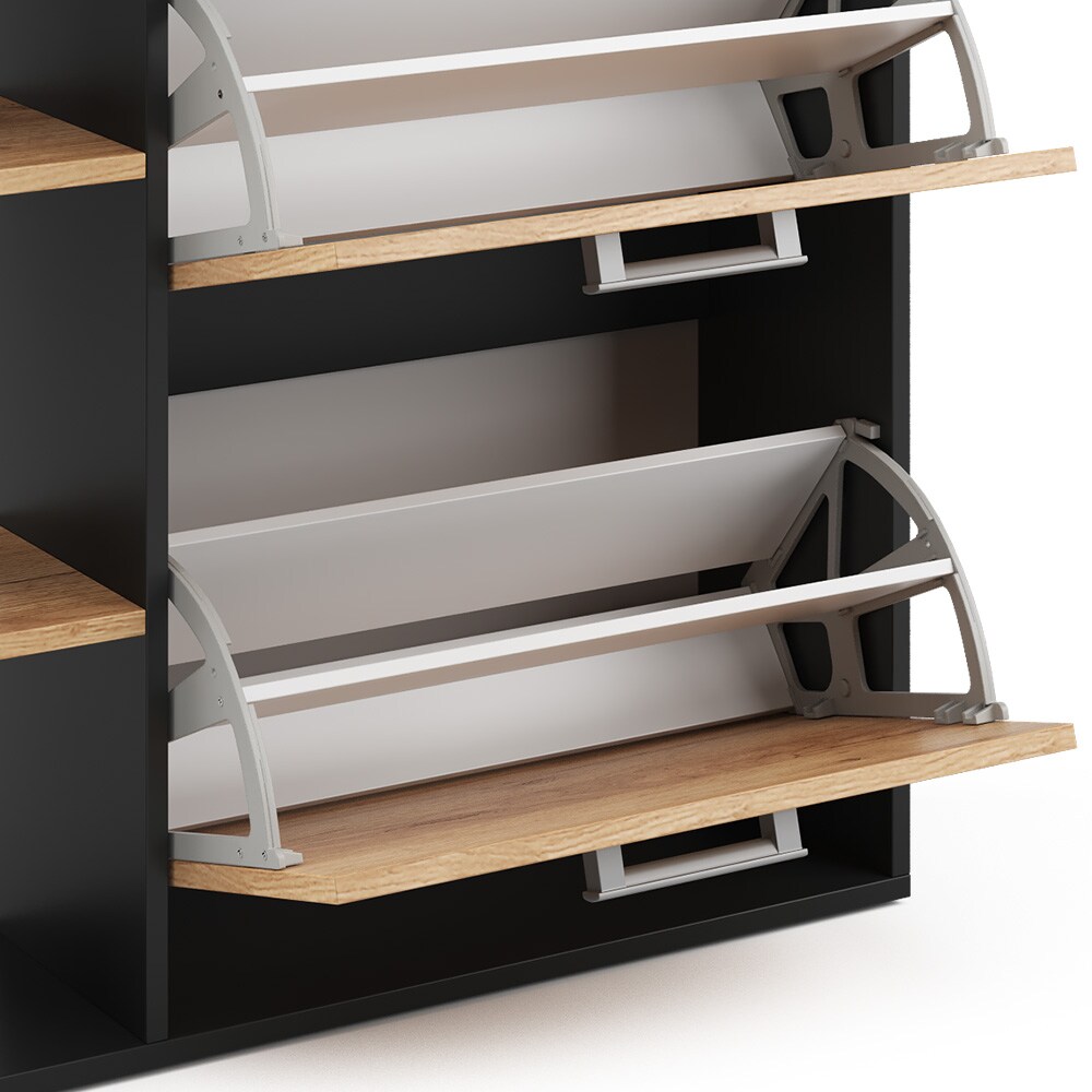 Vicco Schuhkipper Schuhregal Schuhschrank Orlando Eiche Anthrazit 80x90 modern Flur Schrank Flurregal Schuhorganizer Schuhablage Flurmöbel Schranktür Schrankfach Ablage Aufbewahrung Schuhtrommel