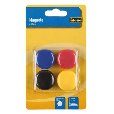 Idena Magnete rund 4 Stück, verschiedenfarbig, Ø30mm