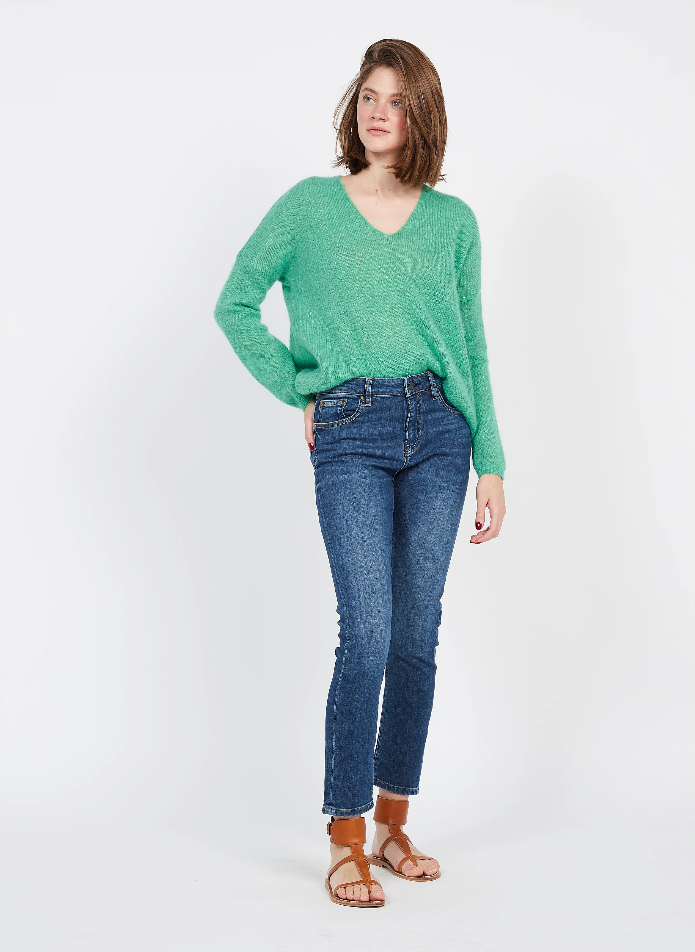 CRYSTAL - Jean slim en coton mélangé | Jean Délavé