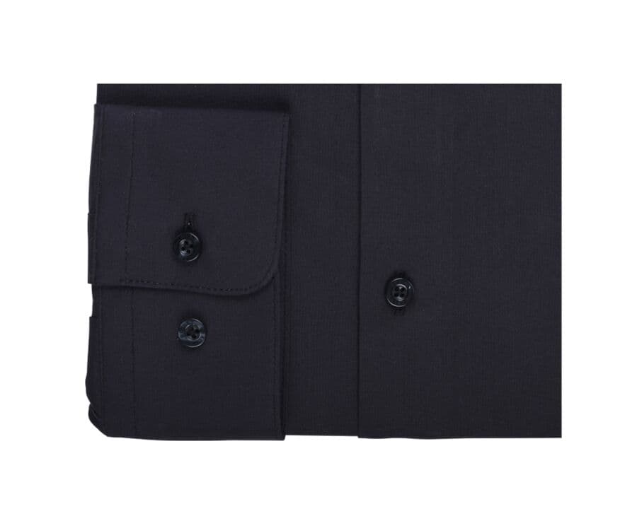 Chemise Noir coton popeline - Col italien - LUDOVICO CLASSIC