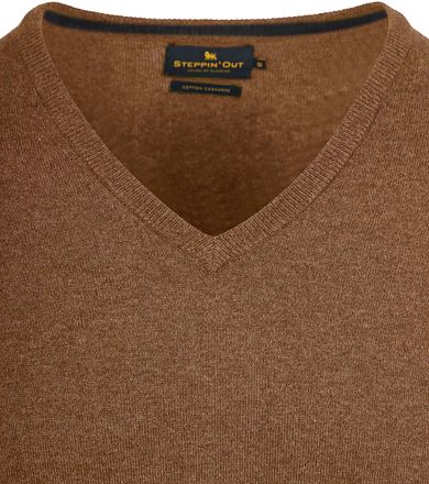 Steppin' Out Trui Cotton Cashmere V-hals Camel SM1201.0001-6004 kopen