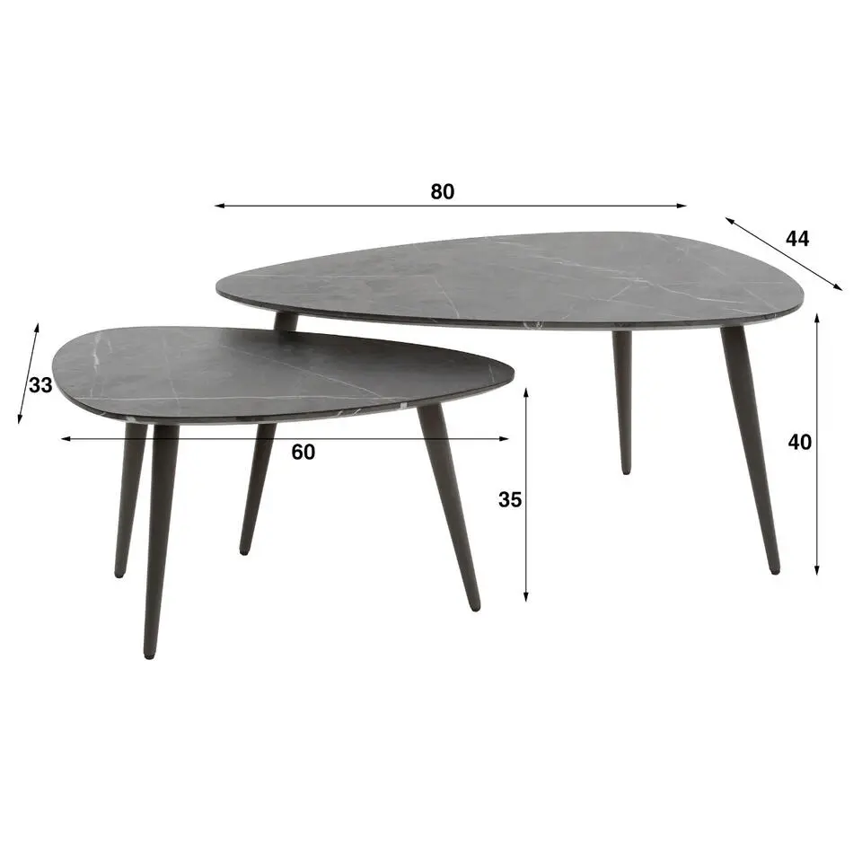 Fraaai - Connie salontafel set van 2 peer vorm - zwart/bruin