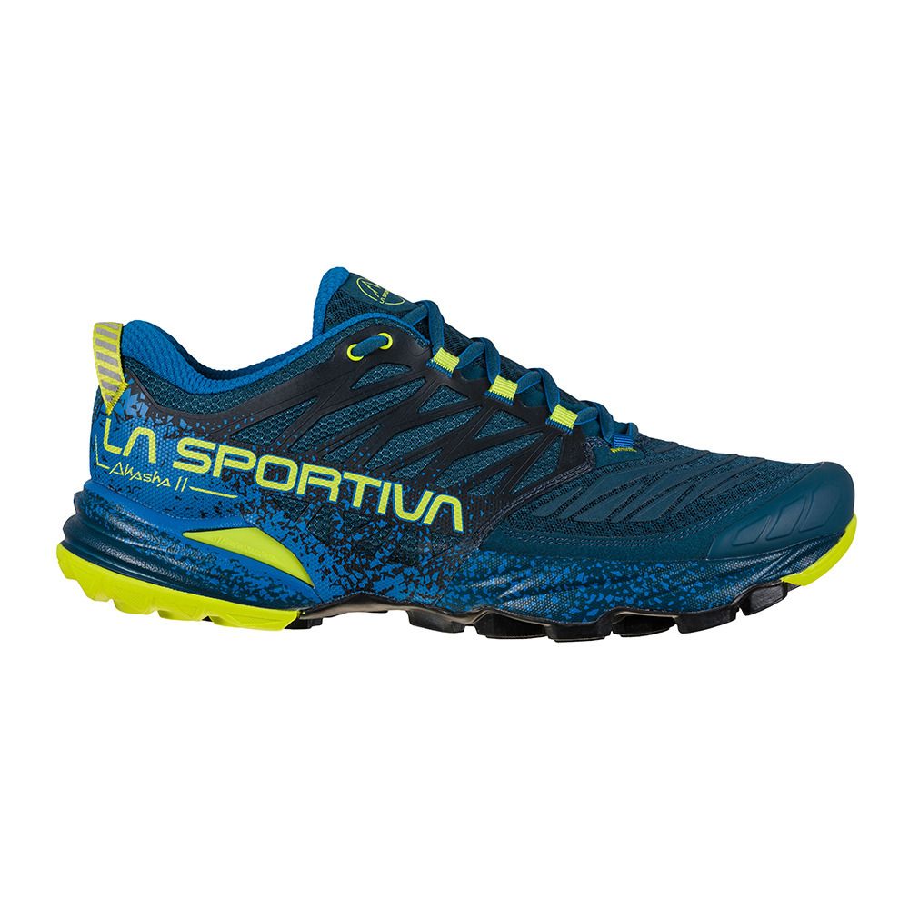 La Sportiva AKASHA II - Chaussures trail Homme storm blue/lime punch