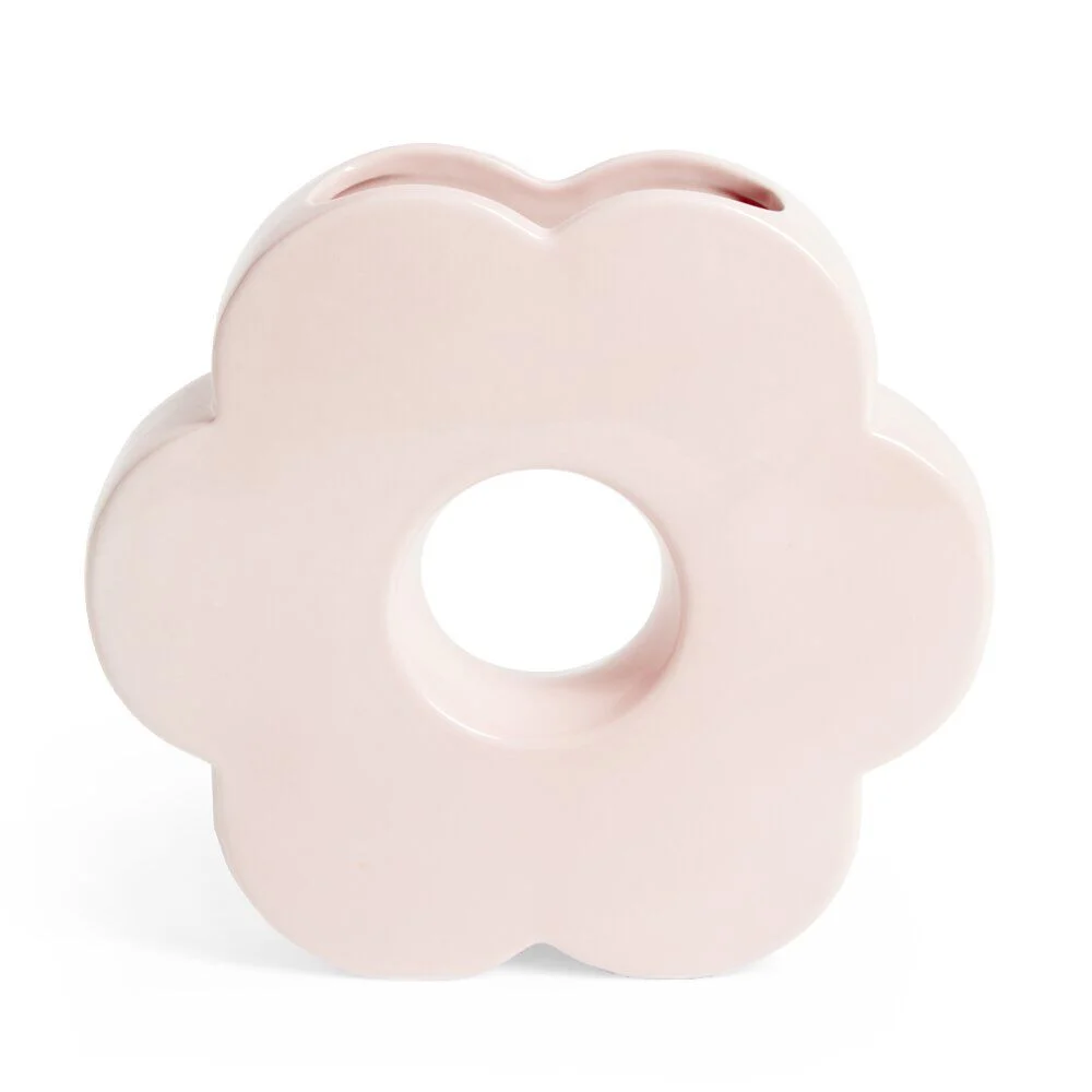 Vase forme fleur céramique rose