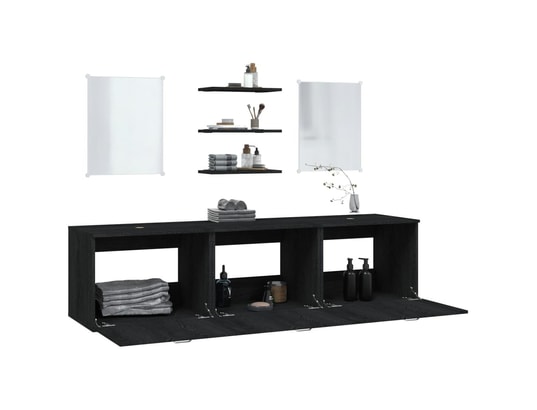 VIDAXL - Ensemble de meubles salle de bain 6 pcs noir bois d'ingénier...