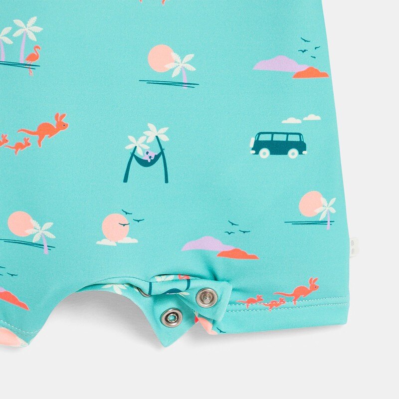 Combinaison courte anti UV bleu bébé garçon Bleu