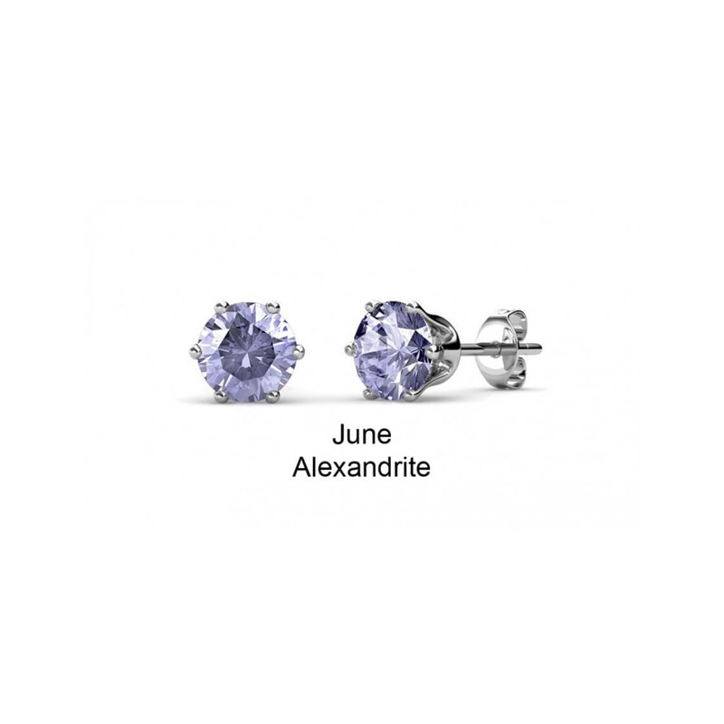 Boucles d'oreilles Birth Stone Juin - Argenté et Violet
