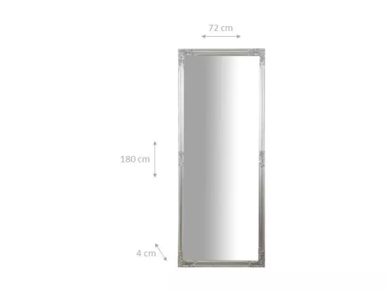 Miroir mural long - Miroir sol et mural cadre bois - 180x4x72 cm